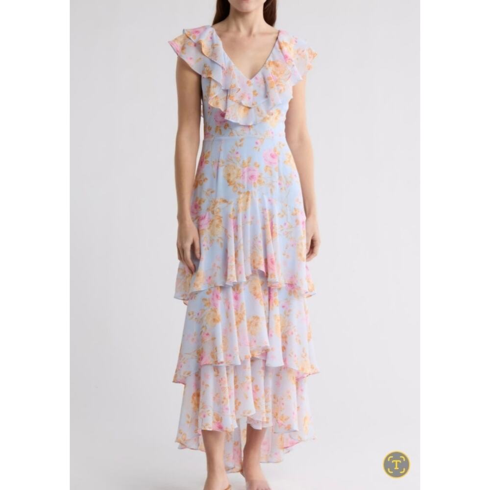 Wayf Floral Tiered Ruffle maxi dress, XL